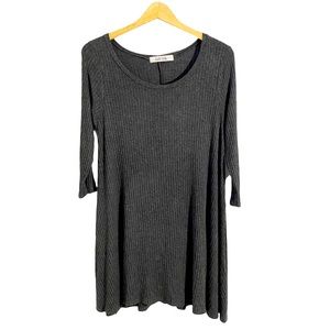 Fab’rik Gray Ribbed Knit Long Sleeve Dress, Size Large